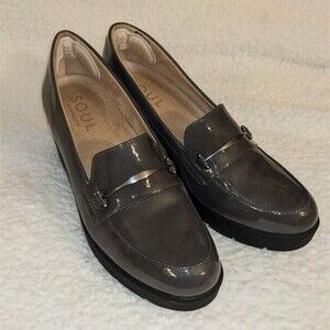 Soul Naturalizer Achieve Wedge Loafers – Gray Patent Leather (Size 9.5)